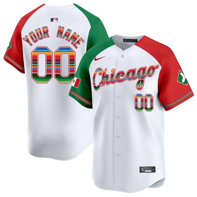 Men's Chicago White Sox Customized White/Red/Green Mexico Vapor Premier Limited Stitched Baseball Jersey